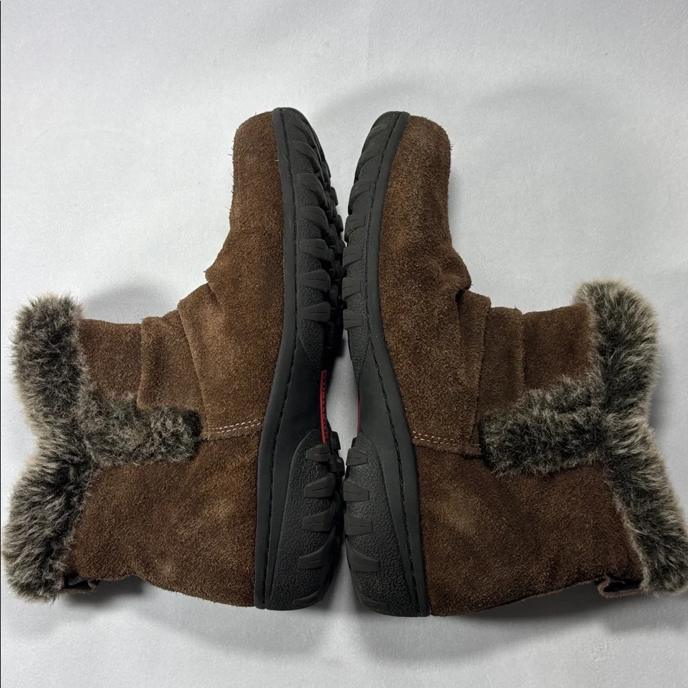 Leather Suede Winter Boots Ankle Faux Fur Accent **